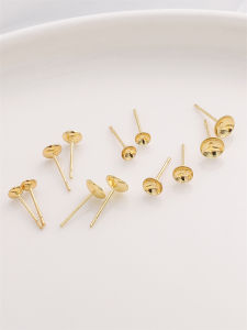 ต่างหูไข่มุกแบบมีรูครึ่งตัว ทองชุบทอง 14K อุปกรณ์ทำเครื่องประดับ DIY หูตัดสินใจทำเครื่องประดับ วัสดุอื่นๆ