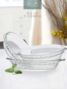 Heat Resistant round Transparent Glass Plate Dining Utensils for Home Use Cold Dish Microwave Oven Cooking Utensils Abalone Plate