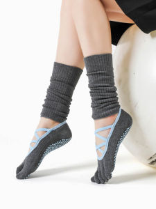Meikana Professional Yoga Socks Anti-slip Five Finger Pilates Training Dance Ballet Leg Protection Socks Womens Sport Fitness