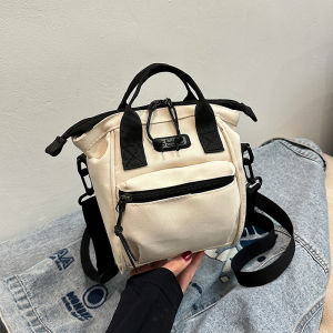 Fashionable Canvas Crossbody Tote Bag for Women 2024 New Style Lightweight Single Shoulder Handbag Polyester Lining Zipper Closure