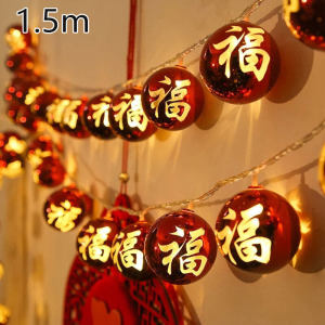 🔥Bán chạy🔥1.5m 10led LED năm mới Dây đèn trang trí sáng tạo lễ hội đèn dây phước lành đèn nhấp nháy chạy bằng pin trang trí đèn lễ hội (trong kho)