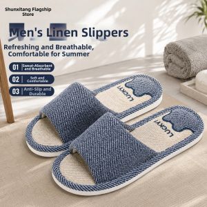 New Spring Indoor Home Linen Slippers for Men