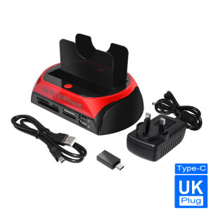 Double Bay USB 2.0 IDE SATA Hard Drive Docking Station with Card Reader OTB Clone Dock All in One 2.5" 3.5" SATA Support