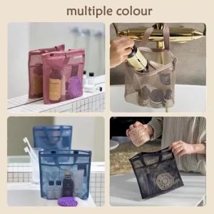 Travel Organizer Hanging Bag Toiletry Bag Hollow Handbag Zipper Storage BagPortable Cosmetic BagDraining Fiber Mesh Travel Cosmetic Makeup Bag Wash Bag