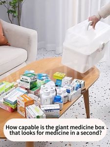 First aid box storage box plastic household outdoor portable multi-layer handle emergency medicine container dustproof