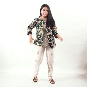 Atasan Batik Outwear Bolero Jumbo Wanita Kerja Blouse Big Size Batik Wanita S-M-L-XL-2L-3L-4L-5L-6L-7L Blus Jumbo Kerja Seragam Batik / Outer Atasan Batik Kantor OverSize Bahan Katun / Pakaian Batik Kekinian LD 140 / Baju Batik Bisnis Kasual / Putri Nasya