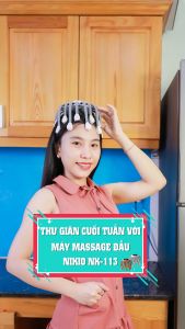 Máy massage đầu thư giãn Nikio NK-113 - 20 chân rung kết hợp âm nhạc thư giãn - TRẮNG