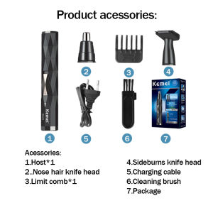 Kemei Nose Hair Trimmer Portable Stainless Steel Electric Nose Hair Trimmer for Sideburns KM-6673