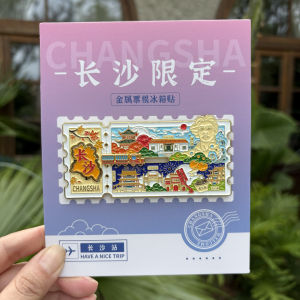 Mengchuang Island Longsha Ticket Root Miniature Train Gliding Metal Fridge Magnet Yuelu Mountain Orange Island Souvenir