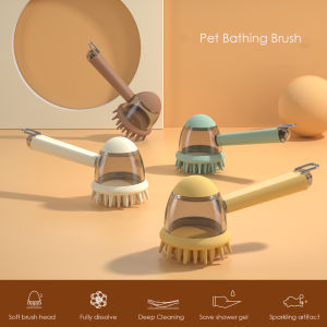 Pet Cat Dog Shampoo Massage Brush Shower Bathing Brush Long Handle Massage Comb Bath Brush Soft Silicone Brush