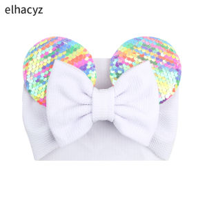 Disney Cartoon Mouse Ears Baby Velvet Headwrap Sequins Bow Headband For Girls Children Festival Party DIY Hair Accessories Gift