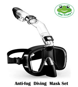 Seafrogs Professional Anti-Fog Snorkeling Gear Snorkel Mask Foldable Diving Mask Set With Dry Top System & Gopro Mount for Adult Children