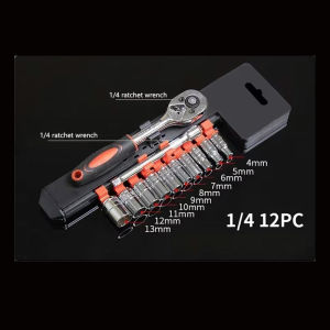 OLOEY | 12 Piece Automotive Socket Set Includes 1/2 Inch Quick Ratchet Wrench Car Repair Tools Hexagonal Maintenance Kit for Vehicles
