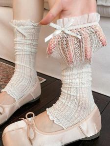 JIFANPAUL | Vớ Dài Quá Gối Phong Cách Ballet Mỏng Nhẹ Viền Ren Cho Mùa Hè