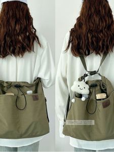 Large Capacity Canvas Commuter Bag Womens Tote Bag Crossbody Shoulder Bag Lightweight Backpack Youth Fashion Trend Bag