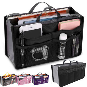 Travel Insert Organizer Bag Women Nylon Insert Organizer Handbag Purse Multiple Large Capacity Lady Insert Bag Liner Makeup Tote
