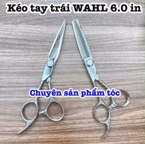 WAHL Kéo Cắt Tỉa Tóc Tay Trái 6.0 Inch Cao Cấp Thép S440C Độ Cứng Trên 62HRC Kèm Bao Da Tặng Kèm Chuyên Sản Phẩm Tóc