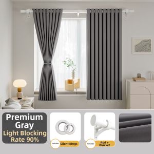 ORIENTAL LAN | Full Blackout No-Drilling Installation Window Curtain Set