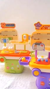 Bộ Đồ Chơi Nhà Bếp Nấu Ăn Mini Biến Hình Xe Ô Tô Lưu Trữ Dụng Cụ Có Dây Kéo / Bàn Trang Điểm / Phòng Khám Nha Khoa