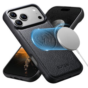 SUTENI Frosted Feel Faux Leather Magnet Wireless Charging Phone Case For iPhone 17 Pro Max 16 15 14 13