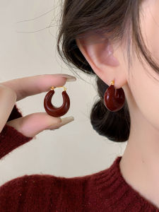 Vintage Red Silver Earrings