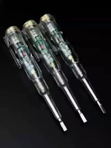 Ktools ปากกาทดสอบแรงดันไฟฟ้า แบบไม่สัมผัส มีไฟ LED สองสี ไขควงใบมีดแบน าเซนเซอร์สีแบบคู่ ตรวจจับสายไฟ