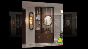 Vách ngăn phòng khách vách ngăn tủ kệ bằng gỗm bình phong tranh 4VTK29 - NỘI THẤT LẮP RÁP VIENDONGADV