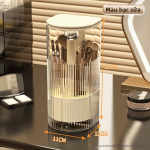 QIOEROUL | Thùng Lưu Trữ Cọ Trang Điểm Chống Bụi Tự Động Nâng