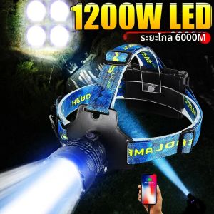 ไฟหน้ารุ่นอัพเกรด 4 แกน ไฟ LED กำลังสูงพิเศษ ระยะไกล ซูมได้ ไฟหน้าแรงสูง ไฟฉายคาดศีรษะ สำหรับตกปลา เดินป่า
