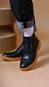 Giày Boot Nam MWC 8045 - Giày Boot Nam Da Trơn Kiểu Dáng Thắt Dây Thanh Lịch