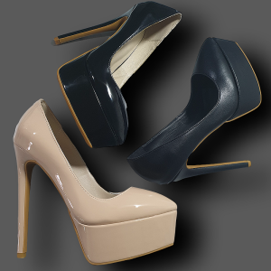 15CM Waterproof Platform Nude Leather Black Pointed Toe Thin Heel Ceremony Night Show High Heels Wedding Shoes Womens Shoes