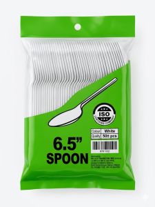 6.5" Disposable White Plastic Spoons – 50 Pieces Pack