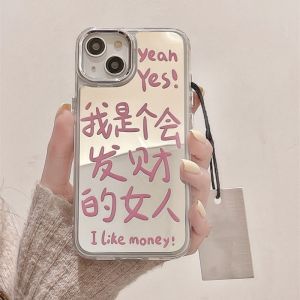 Cute Curly Hair Cat Pattern Mirror Anti-drop Phone Case