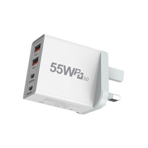 Củ Sạc USB Thông Minh PD3.0 TYPE-C 55W Sạc Nhanh Với 4 Cổng Dành Cho Điện Thoại Máy Tính Bảng Máy Ảnh Có Phích Cắm EU UK AU US