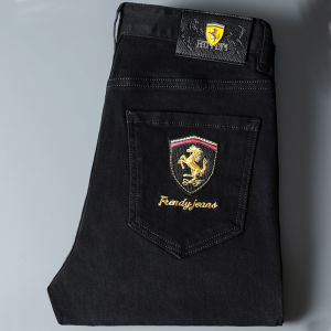 European Style Mens Jeans mid Waist Straight Leg Comfortable Skin-friendly Long Pants Casual Straight Cut Denim Jeans