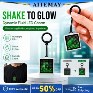 Aitemay Shake to Glow LED Fluid Light Keychain | Gravity Sensor Portable Charm for Bags Party Favors & Cool Tech Gifts