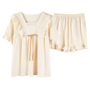 Bộ đồ ngủ MiiOW cho nữ làm bằng cotton nguyên chất cổ tròn thoáng khí