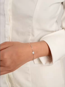 MINIMALIST LAB 925 Sterling Silver Daydreamer CZ Heart Charm Bracelet Gelang Hati CZ