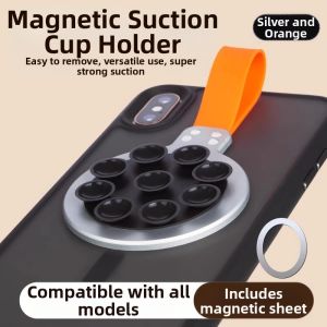 RQZN | Suction Cup Magsafe Magnetic Phone Stand Mirror Wall Glass Fitness Outdoor Kitchen Bathroom Wall Mount Video Shooting Phone Holder