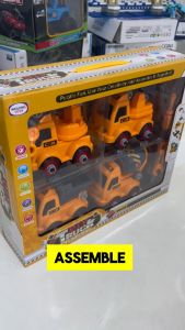 Mainan Mobil Truck Rakti Set 4PCS DIY Mainan Anak Bongkar Sekrup untuk Merakit Model