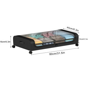 Large Capacity Transparent Lid Under Bed Storage Box with Wheels & Lids Fits Shoes Clothes Ideal for Dorm Bedrooms Storage Box