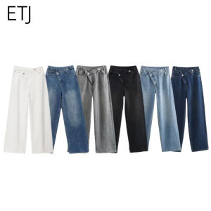 ETJ 2025 new womens basic classic all-match fashion cross waist high waist wide leg jeans female 8197232