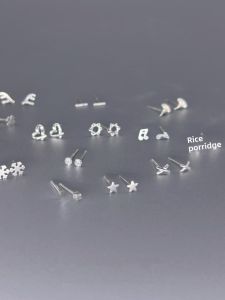 S999 Pure Silver Earrings Womens Ear Cuff Studs Simple Stylish Small Size Fashionable Jewelry Ear Jewelry Ear Hoops