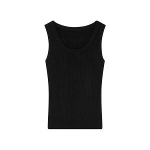 ALOHA LU | Áo Knit Dạng Áo Không Tay Cổ Tròn Lớn
