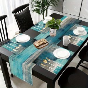 Bộ Khăn Trải Bàn VIKAMA Morandi Abstract Ink Table Runner Bộ Thảm Trải Bàn Bằng Vải Lanh Chống Trượt Không Thấm Nước Cho Bàn Ăn Nhà Bếp - Dễ Dàng Chăm Sóc Và Chống Mài Mòn