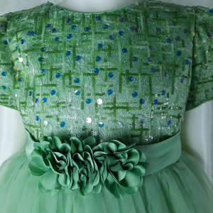 Big  Joy Girls Formal Gown Novah Elegant Party Dress with Bow With Sequins Sage Green for Ages 1 to 9 Yrs Old 564281