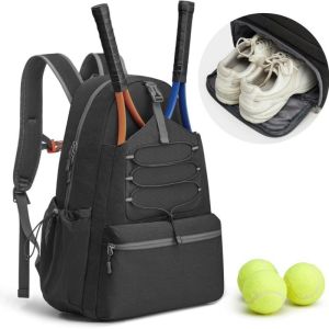 Tennis Bag Portable Tennis Backpack Large Capacity Ball Pack Racket Storage Daypack Outdoor Pickleball Bag with Shoe Compartment