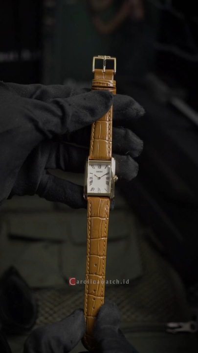 Jam Tangan Wanita Seiko Ladies Tank SWR100P1 White Dial Brown