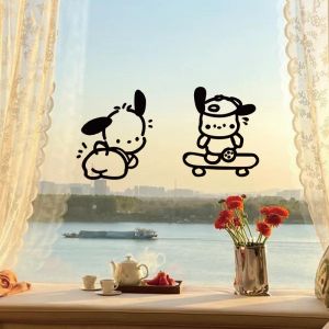Adorable Cartoon Pachat Dog Glass Door Sticker Decorative Pet Shop Creative Balcony Kitchen Sliding Door Decal Waterproof PVC