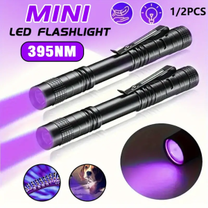 395nm UV Flashlight Ultraviolet Torch With Pen Clip Portable Violet Light Pet Urine Scorpion Detector UV Lamp Use AAA Batteries